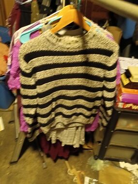 Black & Cream Striped Women’s Knit Sweater
